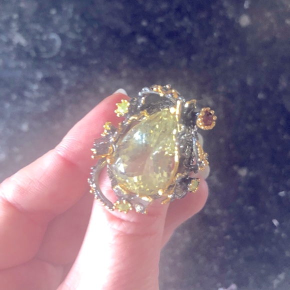 Prasiolite Green Amethyst Stunning Statement Ring - Picture 4 of 7